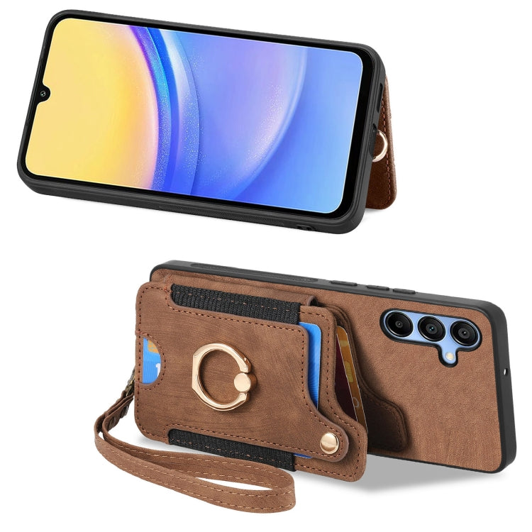 For Samsung Galaxy A15 Retro Skin-feel Ring Multi-card Wallet Phone Case