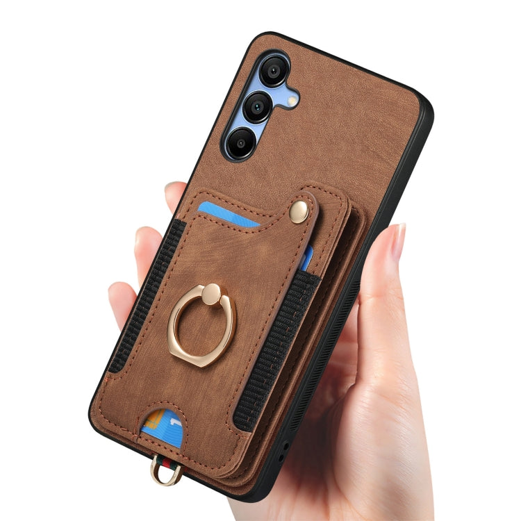 For Samsung Galaxy A15 Retro Skin-feel Ring Multi-card Wallet Phone Case
