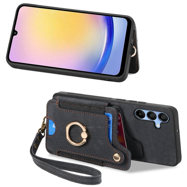 For Samsung Galaxy A25 Retro Skin-feel Ring Multi-card Wallet Phone Case