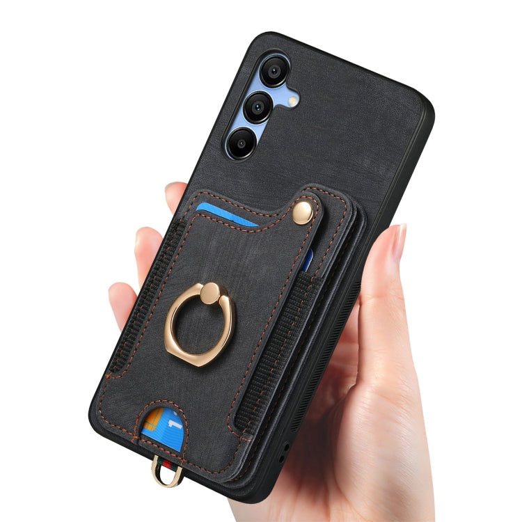 For Samsung Galaxy A25 Retro Skin-feel Ring Multi-card Wallet Phone Case