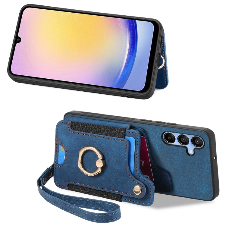 For Samsung Galaxy A25 Retro Skin-feel Ring Multi-card Wallet Phone Case