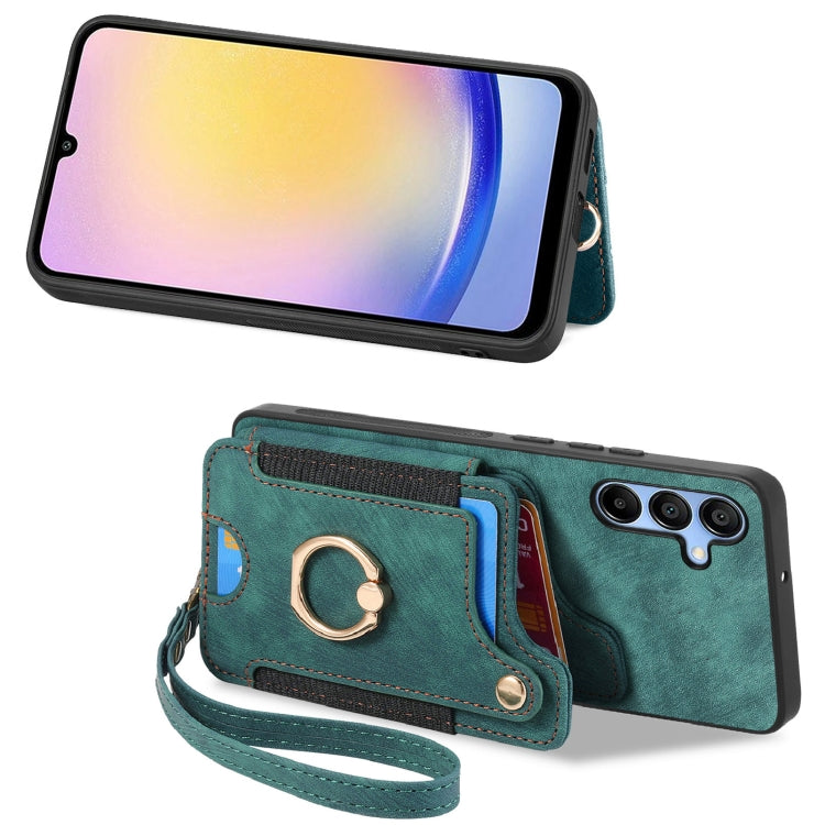 For Samsung Galaxy A25 Retro Skin-feel Ring Multi-card Wallet Phone Case