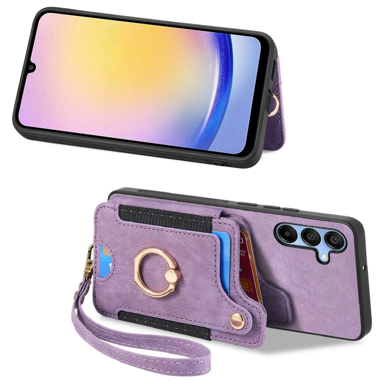 For Samsung Galaxy A25 Retro Skin-feel Ring Multi-card Wallet Phone Case