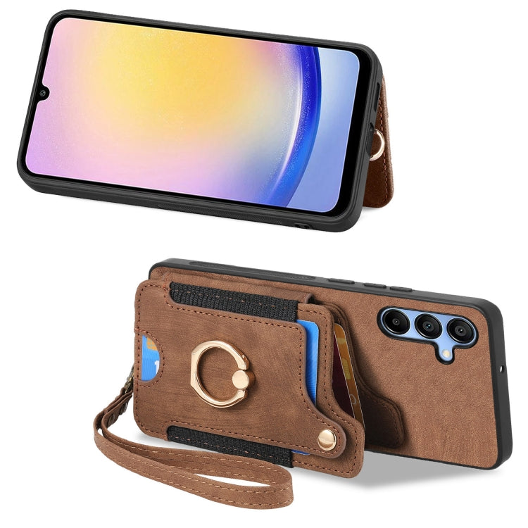 For Samsung Galaxy A25 Retro Skin-feel Ring Multi-card Wallet Phone Case