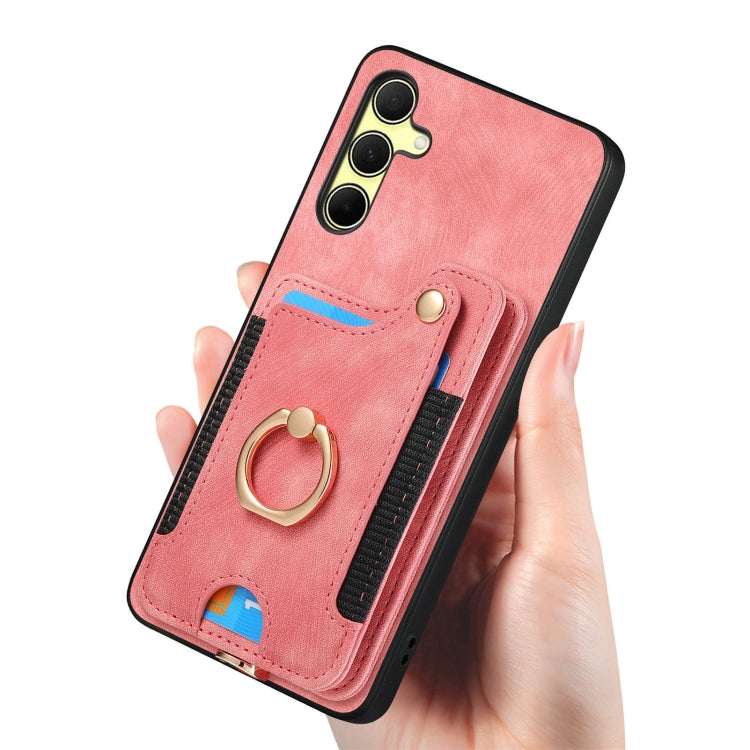 For Samsung Galaxy A35 Retro Skin-feel Ring Multi-card Wallet Phone Case