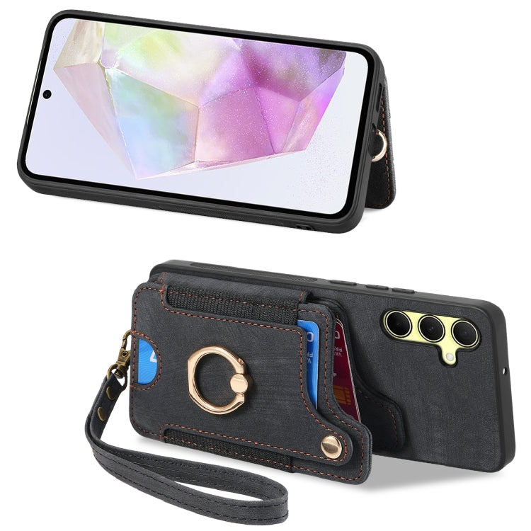For Samsung Galaxy A35 Retro Skin-feel Ring Multi-card Wallet Phone Case