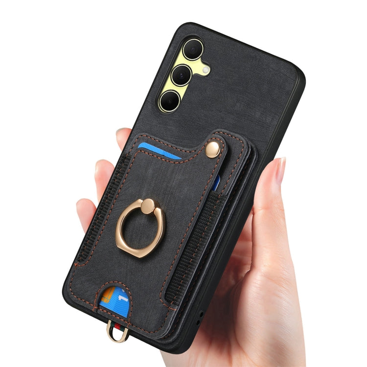 For Samsung Galaxy A35 Retro Skin-feel Ring Multi-card Wallet Phone Case