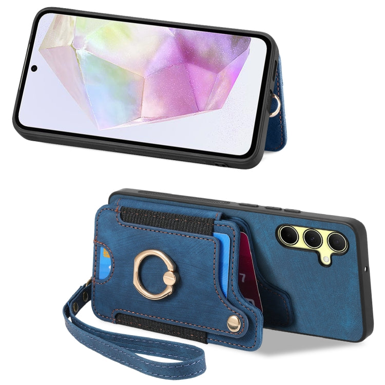 For Samsung Galaxy A35 Retro Skin-feel Ring Multi-card Wallet Phone Case