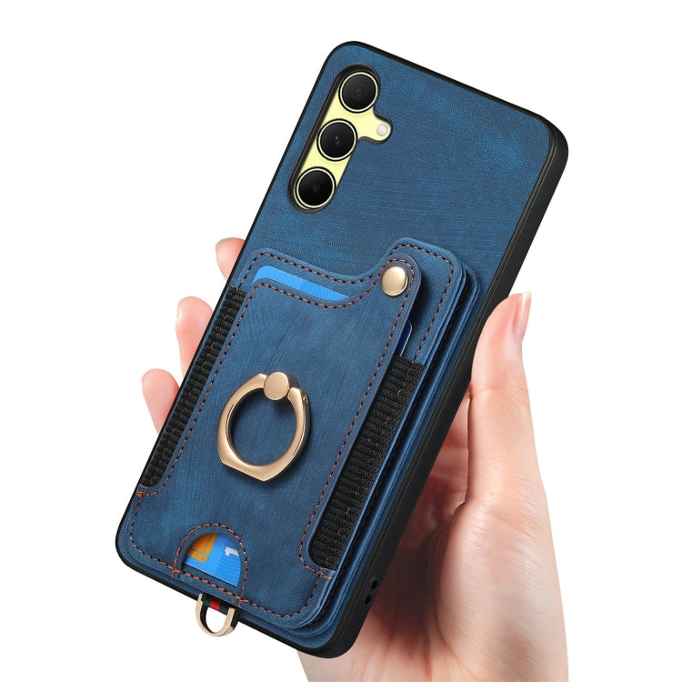 For Samsung Galaxy A35 Retro Skin-feel Ring Multi-card Wallet Phone Case
