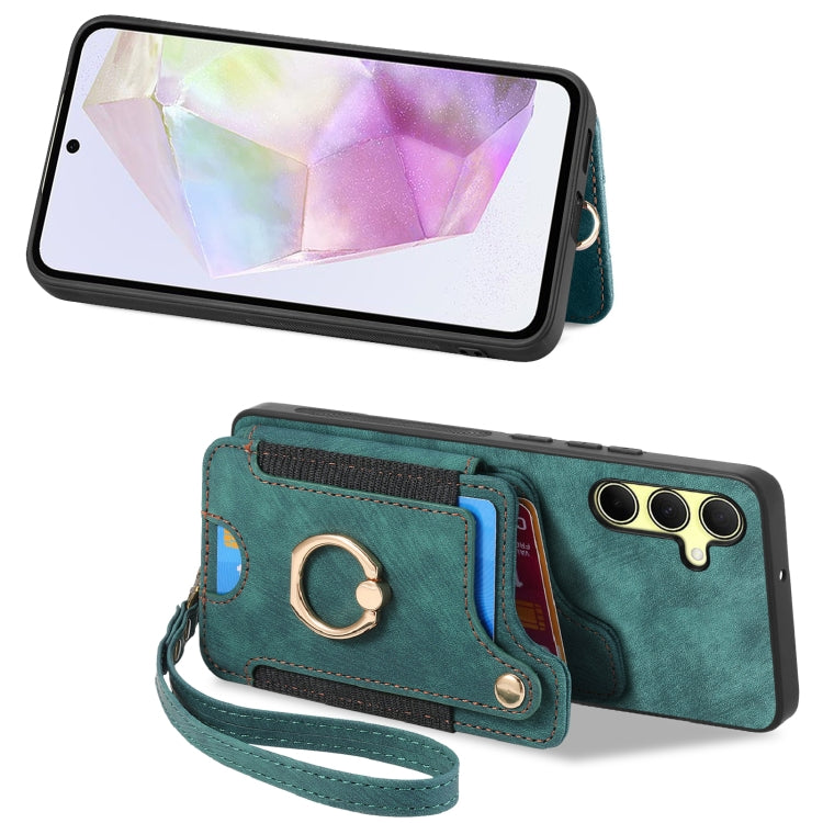 For Samsung Galaxy A35 Retro Skin-feel Ring Multi-card Wallet Phone Case