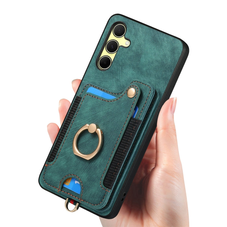 For Samsung Galaxy A35 Retro Skin-feel Ring Multi-card Wallet Phone Case