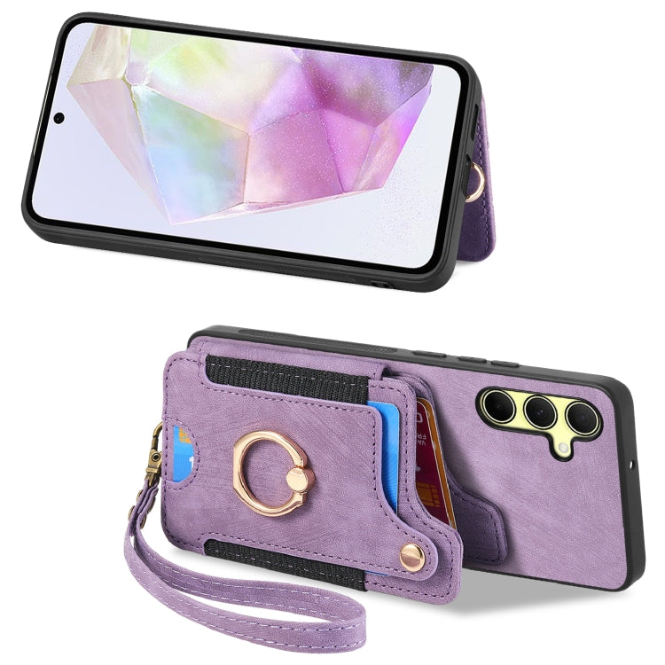 For Samsung Galaxy A35 Retro Skin-feel Ring Multi-card Wallet Phone Case