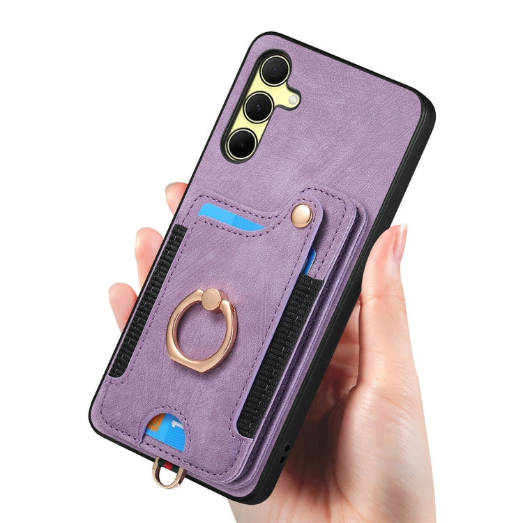 For Samsung Galaxy A35 Retro Skin-feel Ring Multi-card Wallet Phone Case