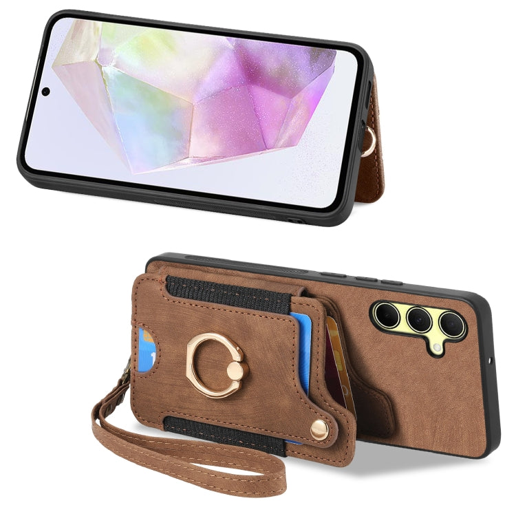 For Samsung Galaxy A35 Retro Skin-feel Ring Multi-card Wallet Phone Case