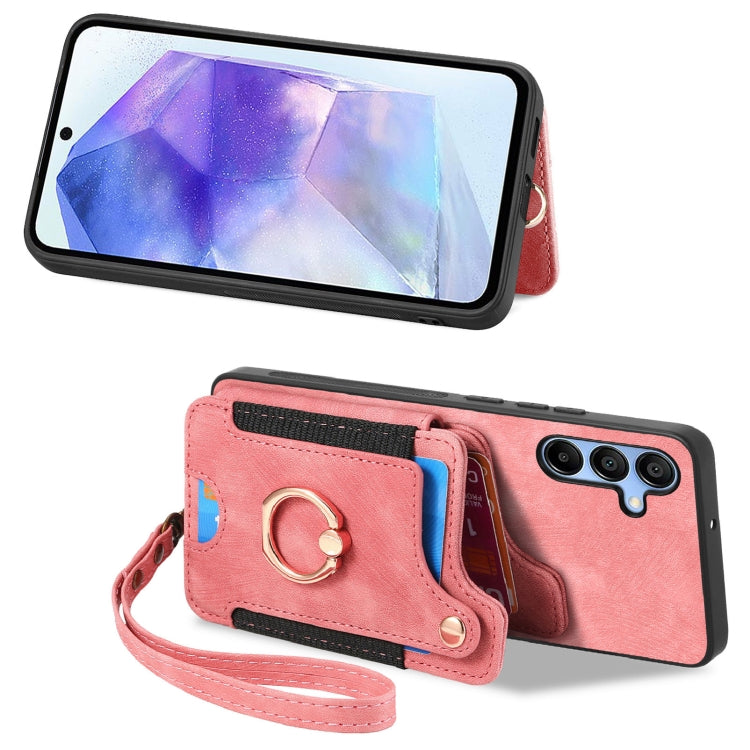 For Samsung Galaxy A55 Retro Skin-feel Ring Multi-card Wallet Phone Case