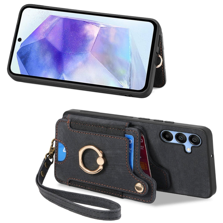 For Samsung Galaxy A55 Retro Skin-feel Ring Multi-card Wallet Phone Case