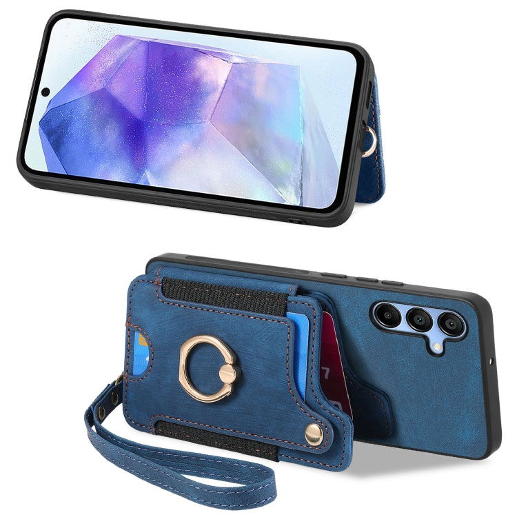 For Samsung Galaxy A55 Retro Skin-feel Ring Multi-card Wallet Phone Case