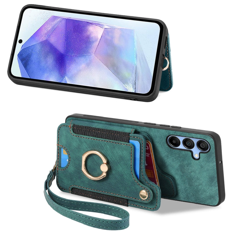 For Samsung Galaxy A55 Retro Skin-feel Ring Multi-card Wallet Phone Case