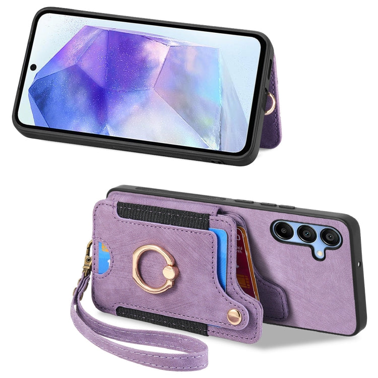 For Samsung Galaxy A55 Retro Skin-feel Ring Multi-card Wallet Phone Case