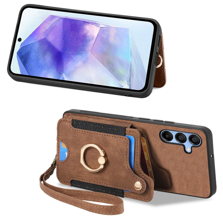 For Samsung Galaxy A55 Retro Skin-feel Ring Multi-card Wallet Phone Case
