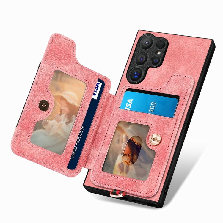 For Samsung Galaxy S25 Ultra 5G Retro Skin-feel Ring Multi-card Wallet Phone Case