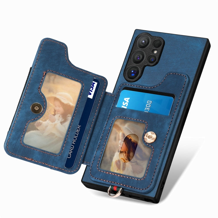 For Samsung Galaxy S25 Ultra 5G Retro Skin-feel Ring Multi-card Wallet Phone Case