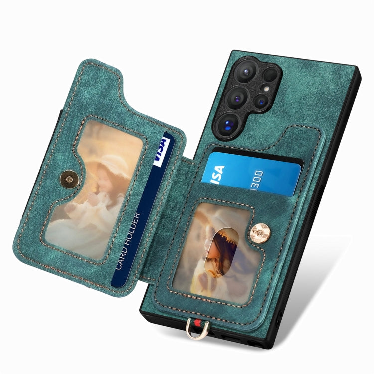 For Samsung Galaxy S25 Ultra 5G Retro Skin-feel Ring Multi-card Wallet Phone Case