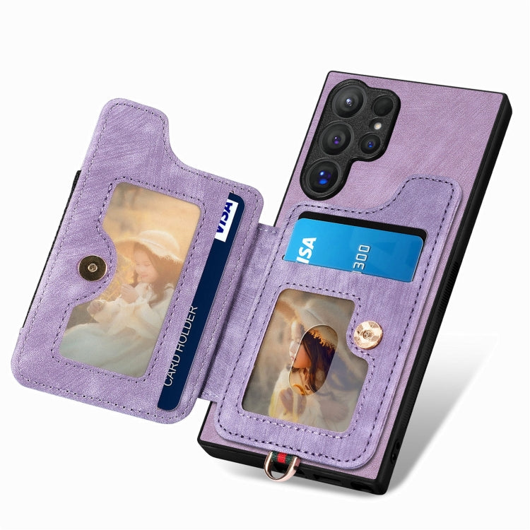 For Samsung Galaxy S25 Ultra 5G Retro Skin-feel Ring Multi-card Wallet Phone Case