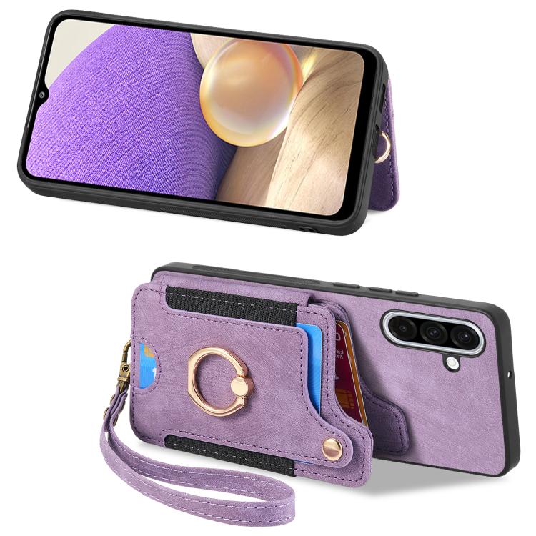 For Samsung Galaxy A36 Retro Skin-feel Ring Multi-card Wallet Phone Case