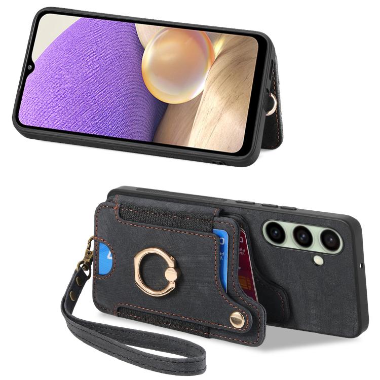 For Samsung Galaxy A56 5G Retro Skin-feel Ring Multi-card Wallet Phone Case