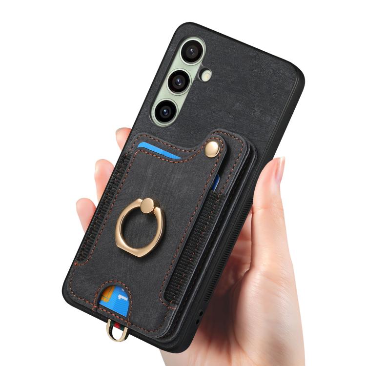 For Samsung Galaxy A56 5G Retro Skin-feel Ring Multi-card Wallet Phone Case