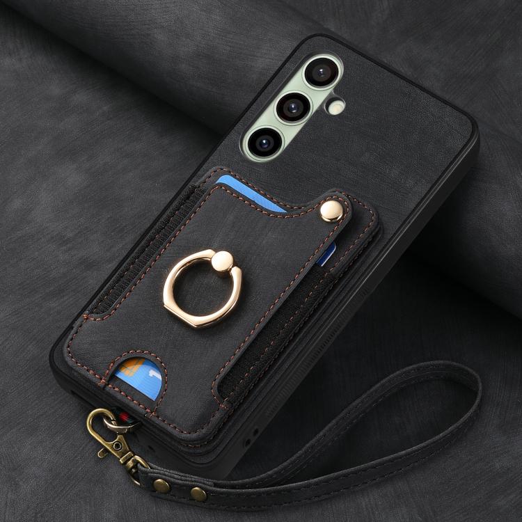 For Samsung Galaxy A56 5G Retro Skin-feel Ring Multi-card Wallet Phone Case