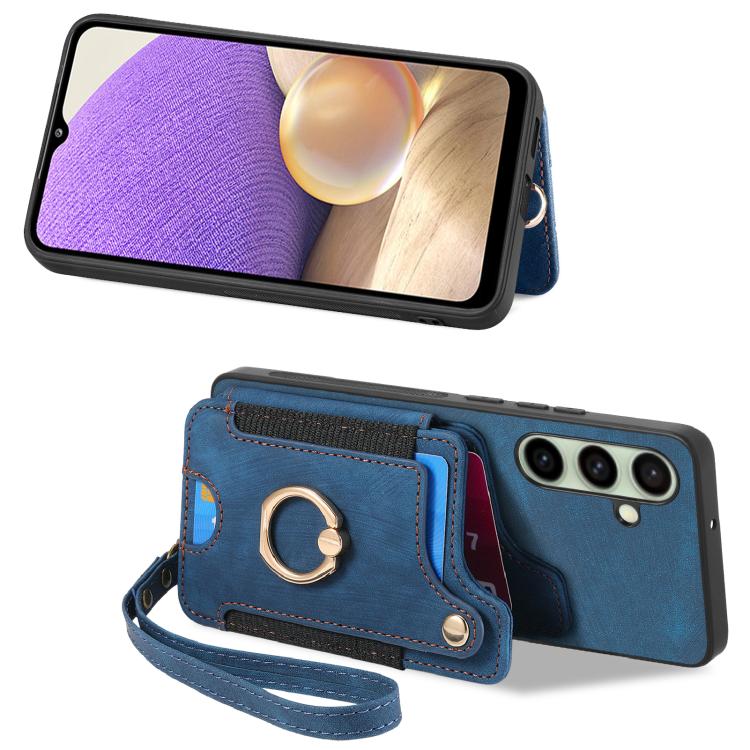 For Samsung Galaxy A56 5G Retro Skin-feel Ring Multi-card Wallet Phone Case