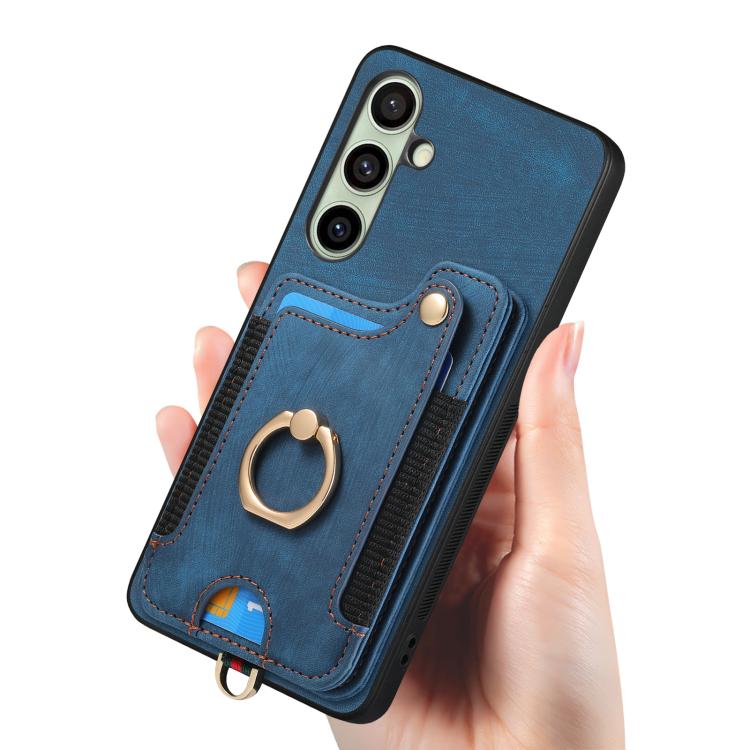 For Samsung Galaxy A56 5G Retro Skin-feel Ring Multi-card Wallet Phone Case