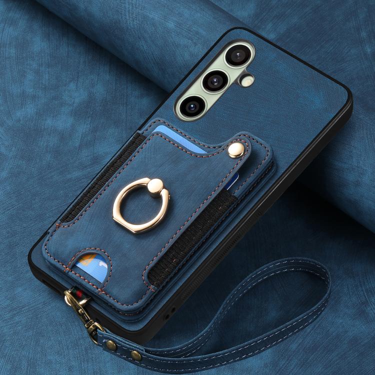 For Samsung Galaxy A56 5G Retro Skin-feel Ring Multi-card Wallet Phone Case