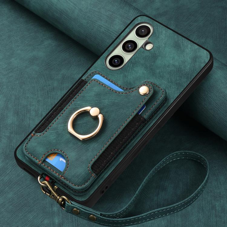 For Samsung Galaxy A56 5G Retro Skin-feel Ring Multi-card Wallet Phone Case