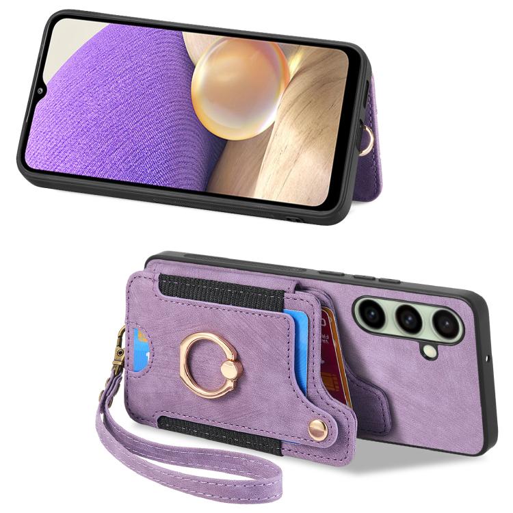 For Samsung Galaxy A56 5G Retro Skin-feel Ring Multi-card Wallet Phone Case
