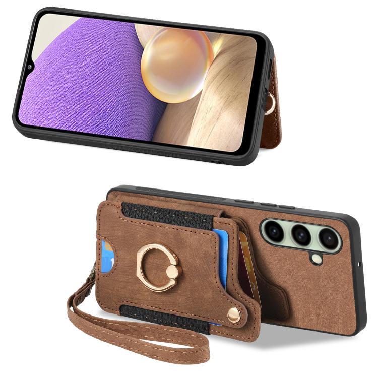 For Samsung Galaxy A56 5G Retro Skin-feel Ring Multi-card Wallet Phone Case