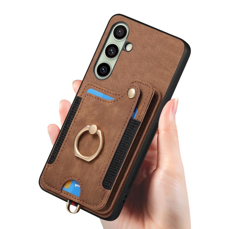 For Samsung Galaxy A56 5G Retro Skin-feel Ring Multi-card Wallet Phone Case