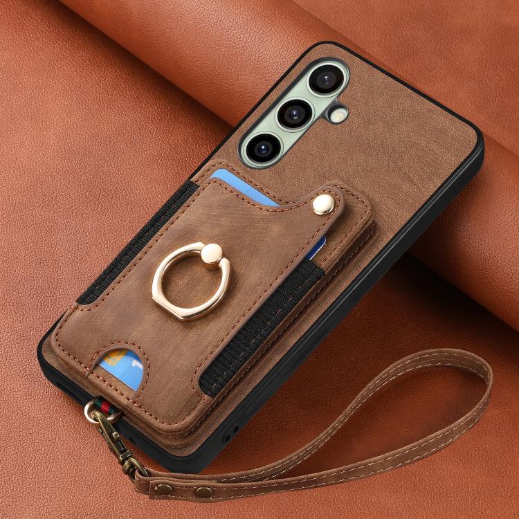 For Samsung Galaxy A56 5G Retro Skin-feel Ring Multi-card Wallet Phone Case