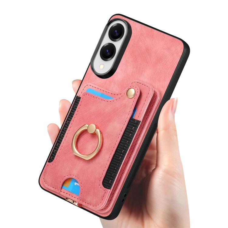 For Samsung Galaxy S25 Edge 5G Retro Skin-feel Ring Multi-card Wallet Phone Case