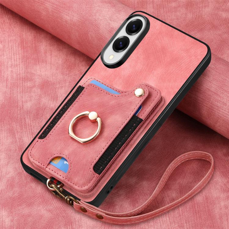 For Samsung Galaxy S25 Edge 5G Retro Skin-feel Ring Multi-card Wallet Phone Case