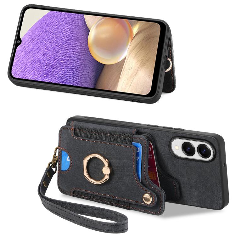 For Samsung Galaxy S25 Edge 5G Retro Skin-feel Ring Multi-card Wallet Phone Case