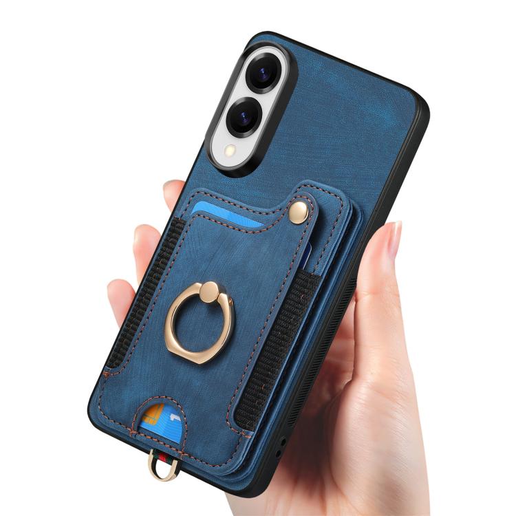 For Samsung Galaxy S25 Edge 5G Retro Skin-feel Ring Multi-card Wallet Phone Case