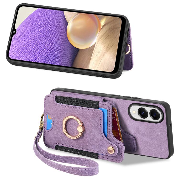 For Samsung Galaxy S25 Edge 5G Retro Skin-feel Ring Multi-card Wallet Phone Case