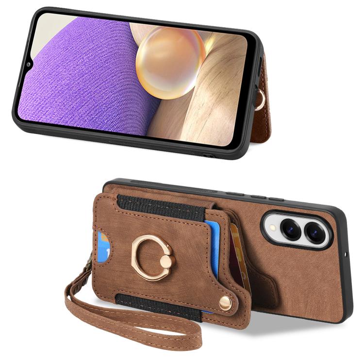 For Samsung Galaxy S25 Edge 5G Retro Skin-feel Ring Multi-card Wallet Phone Case