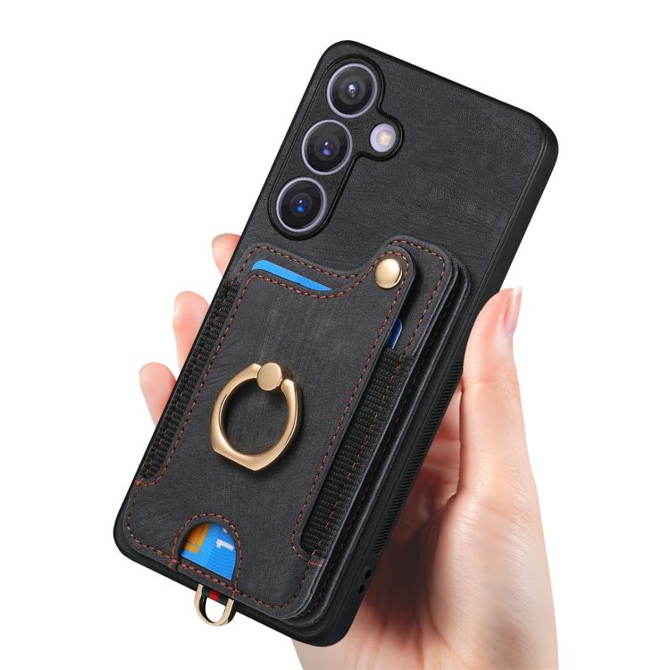 For Samsung Galaxy A57 5G Retro Skin-feel Ring Multi-card Wallet Phone Case