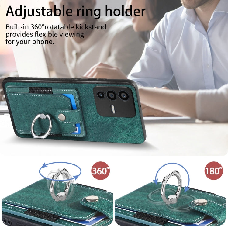 For vivo V23 5G Retro Skin-feel Ring Multi-card Wallet Phone Case