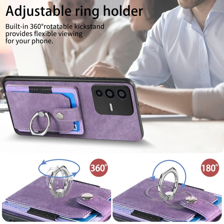 For vivo V23 5G Retro Skin-feel Ring Multi-card Wallet Phone Case