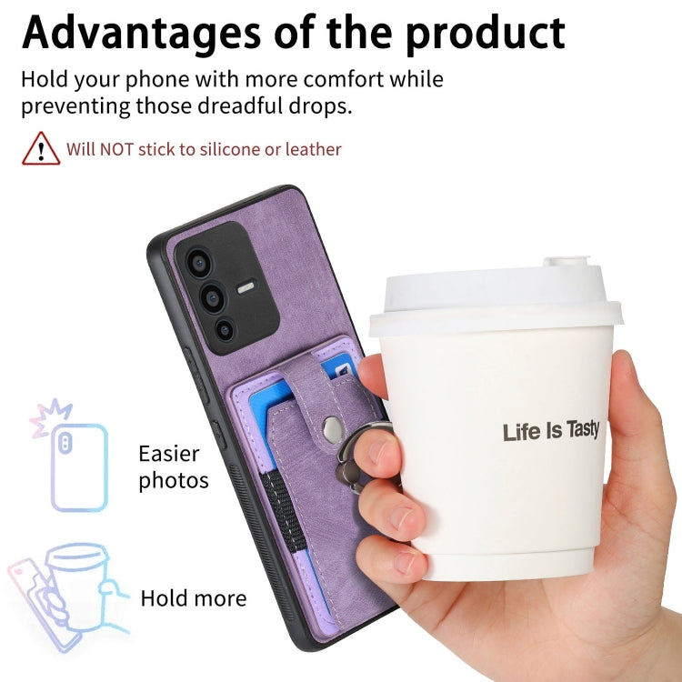 For vivo V23 5G Retro Skin-feel Ring Multi-card Wallet Phone Case